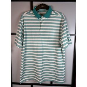 Under Armour Men's Polo Shirt  Green & White Loose medium Strechy Golf